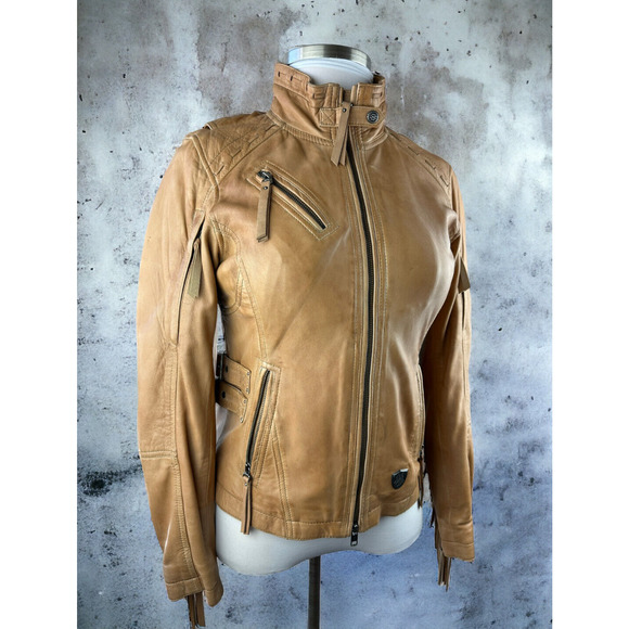 Harley-Davidson Jackets & Blazers - *Flawed Harley Davidson Women's Calamity Fringe Leather Jacket Brown Medium